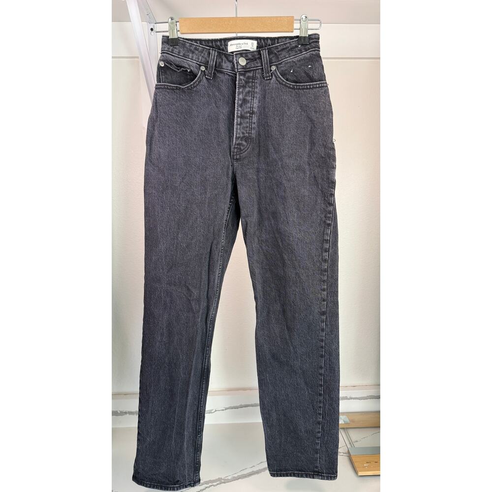 Abercrombie & Fitch The Dad High Rise Jeans Curve‎ Love Black Denim Size 25 / 0